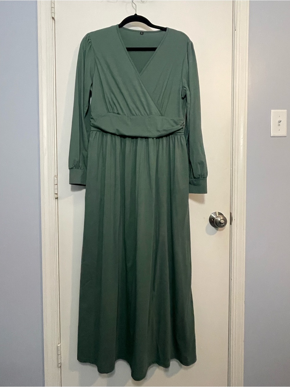 Nursing Long Sleeve Sage Green Wrap Maxi Dress